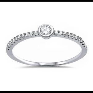 14K Gold Plated CZ Cubic Bezel 925 Silver Ring